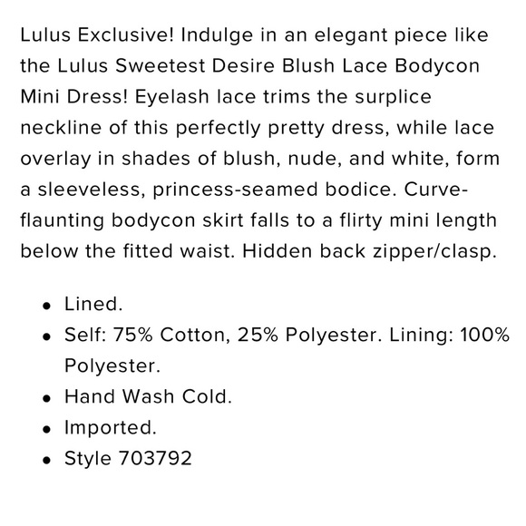 Lulu's Spring Summer White, Cream & Blush Lace V-neck Dress, Large, NWT - Picture 10 of 12